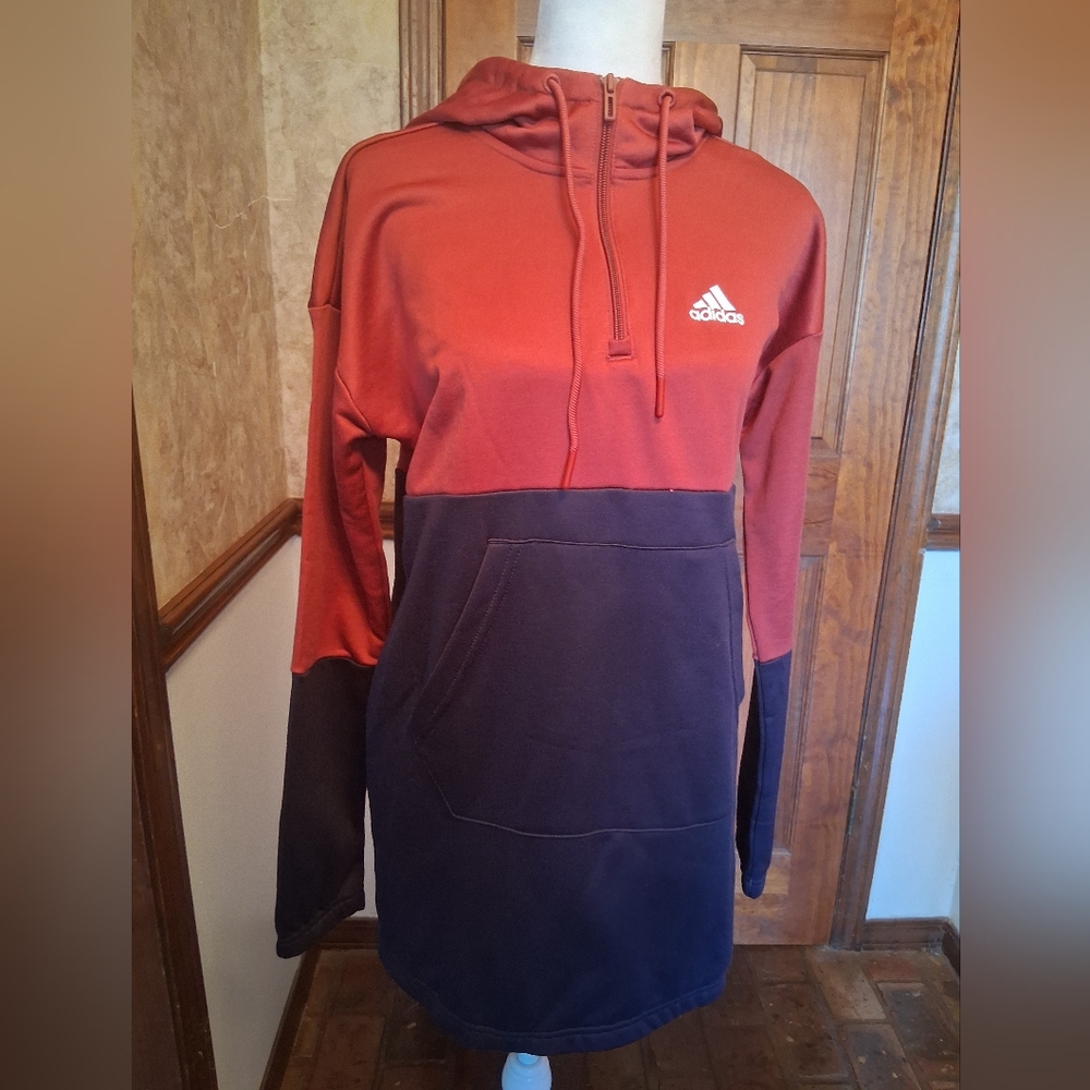 NWT Adidas Women's Colorblock Hoodie - Rust and Navy